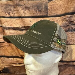 John Deere Ray Lee Equipment Hat Cap Strapback Green Mossy Oak Camo Mesh Farm